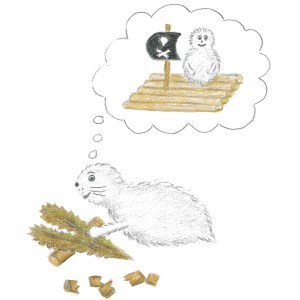 Noriko sågar med sågtång