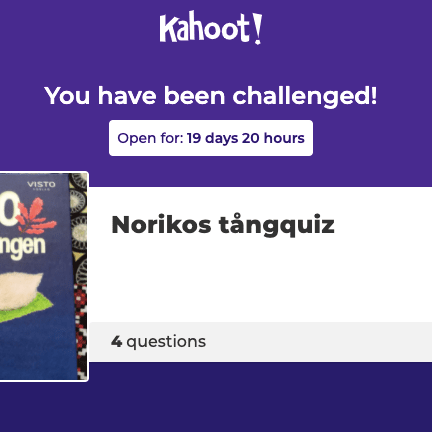 Norikos challenge med tångfrågor på kahoot